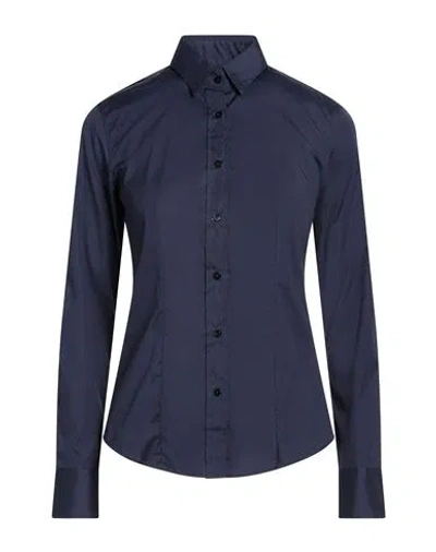 Xacus Woman Shirt Midnight Blue Size 12 Cotton, Elastane