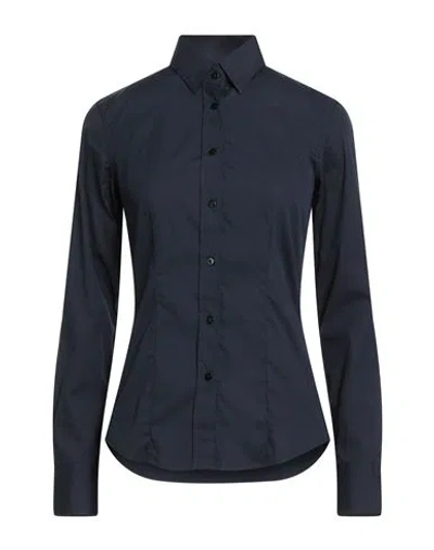 Xacus Woman Shirt Midnight Blue Size 14 Cotton, Polyamide, Elastane