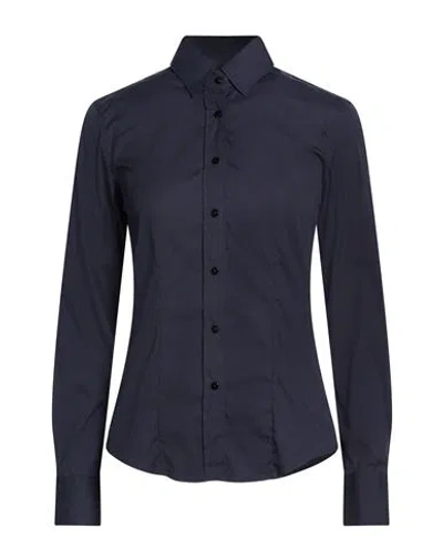 Xacus Woman Shirt Midnight Blue Size 8 Cotton, Polyamide, Elastane
