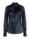 Xacus Woman Shirt Navy Size 10 Silk, Elastane In Blue