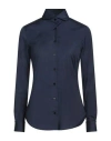 Xacus Woman Shirt Navy Size 12 Cotton, Elastane In Blue