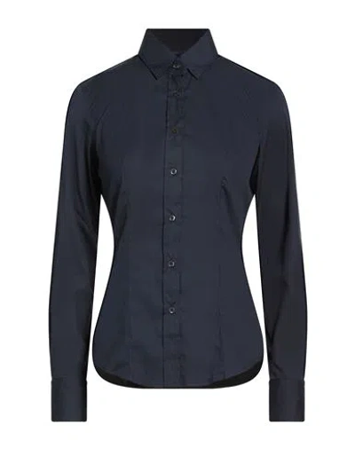 Xacus Woman Shirt Navy Size 12 Cotton, Polyamide, Elastane In Blue