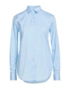 Xacus Woman Shirt Sky Blue Size 12 Cotton, Elastane In Blue
