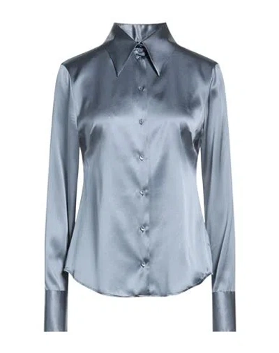 Xacus Woman Shirt Slate Blue Size 8 Silk, Elastane