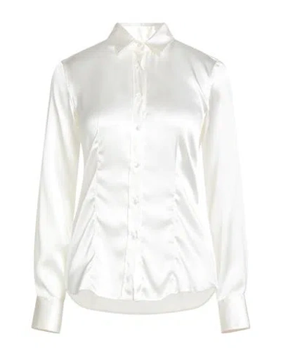 Xacus Woman Shirt White Size 6 Silk, Elastane