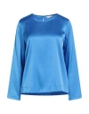Xacus Woman Top Azure Size 8 Silk, Elastane In Blue