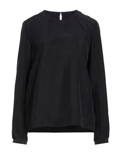 Xacus Woman Top Black Size 10 Silk