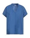 Xacus Woman Top Blue Size 10 Cotton In Blue