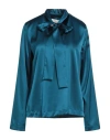 Xacus Woman Top Deep Teal Size 6 Silk, Elastane In Green