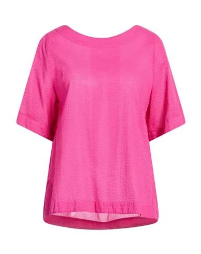 Xacus Woman Top Fuchsia Size 4 Cotton In Pink