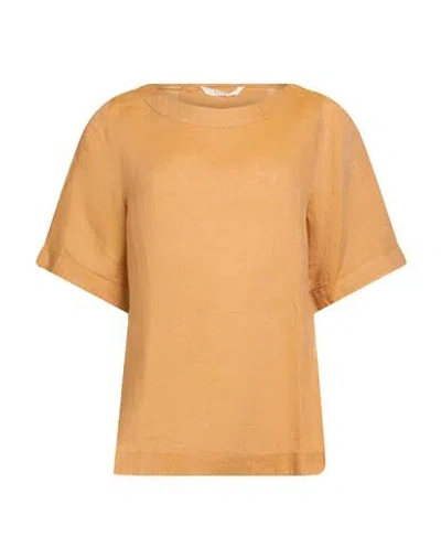 Xacus Woman Top Mandarin Size 4 Linen In Orange