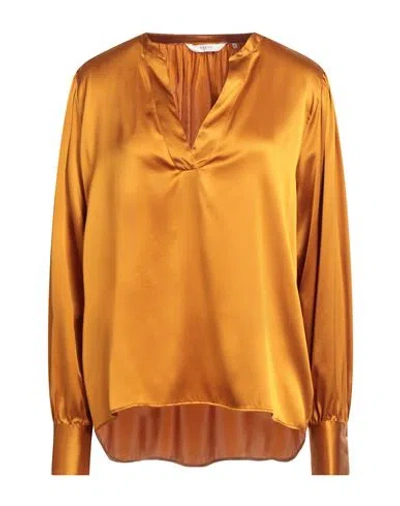 Xacus Woman Top Marigold Size 10 Silk, Elastane In Pattern