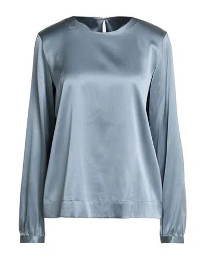 Xacus Woman Top Slate Blue Size 12 Silk, Elastane