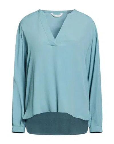 Xacus Woman Top Slate Blue Size 6 Acetate, Silk In Multi