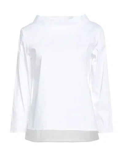 Xacus Woman Top White Size 10 Cotton, Polyamide, Elastane