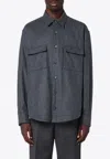 Xacus Wool-blend Buttoned Shirt In Gray