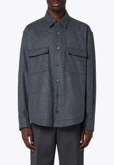 XACUS WOOL-BLEND BUTTONED SHIRT