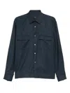 Xacus Pocket-chest Wool Shirt In Blue