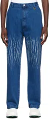 Xander Zhou Indigo Straight Jeans In Blue Denim