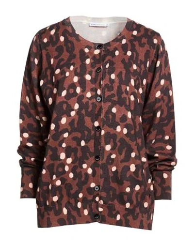 Xandres Gold Woman Cardigan Brown Size Xl Cotton, Cashmere