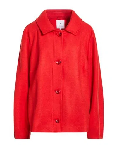 Xandres Gold Woman Jacket Tomato Red Size 22 Polyester, Acrylic, Wool