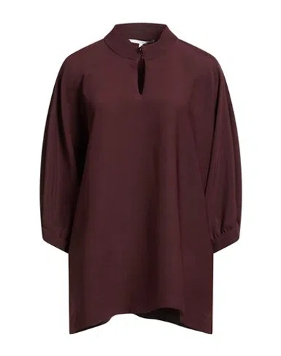 Xandres Gold Woman Top Burgundy Size 16 Polyester, Recycled Polyester