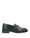 Xandres Woman Loafers Dark Green Size 8 Leather In Green