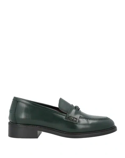 Xandres Woman Loafers Dark Green Size 8 Leather