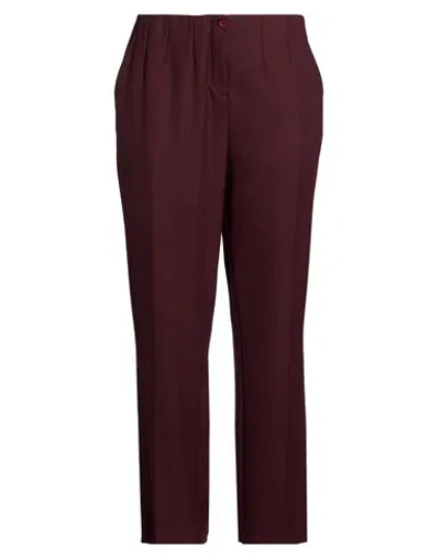 Xandres Woman Pants Burgundy Size 16 Recycled Polyester, Viscose, Wool, Elastane In Black