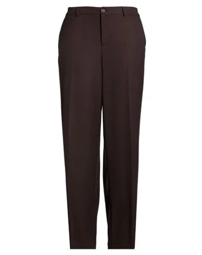 Xandres Woman Pants Dark Brown Size 16 Recycled Polyester, Viscose, Wool, Elastane