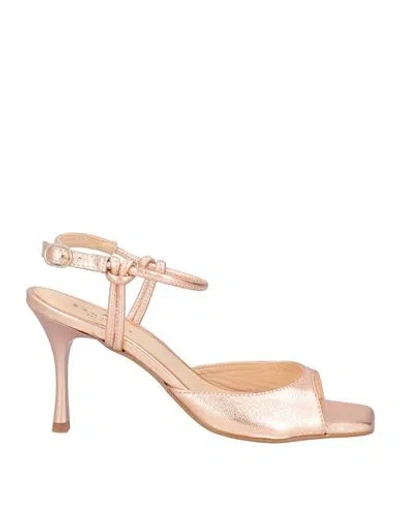 Xandres Woman Sandals Rose Gold Size 8 Leather