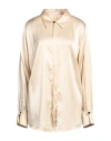 Xandres Woman Shirt Beige Size 20 Silk, Elastane