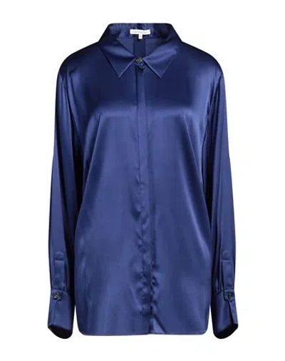 Xandres Woman Shirt Midnight Blue Size 22 Silk, Elastane