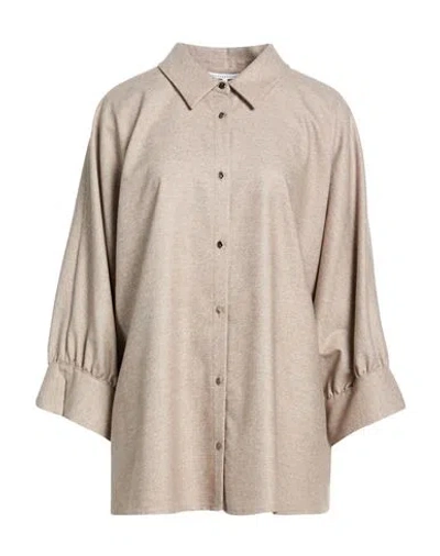 Xandres Woman Shirt Sand Size 22 Polyester, Viscose, Elastane In Brown