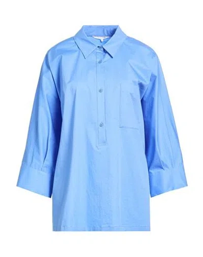 Xandres Woman Top Azure Size 18 Cotton, Elastane In Blue
