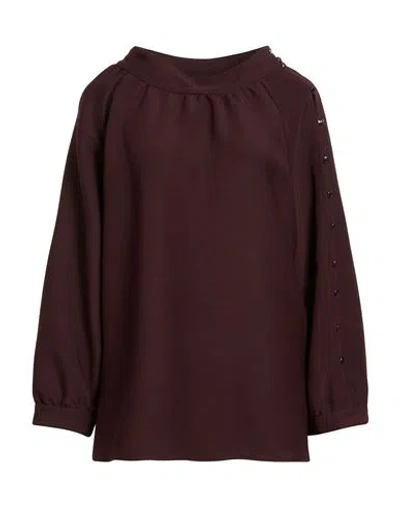 Xandres Woman Top Burgundy Size 16 Polyester, Recycled Polyester