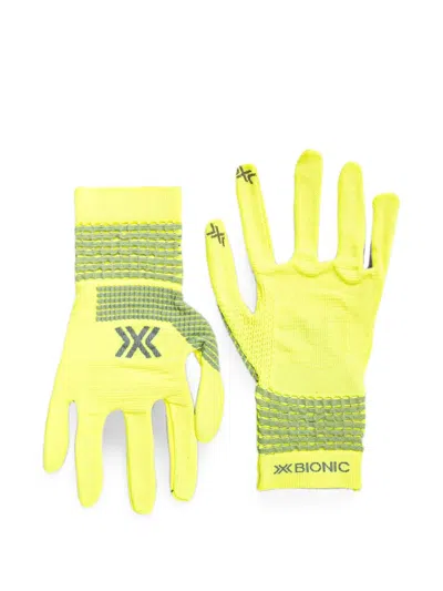 X-bionic Logo-print Panelled Gloves In Gold