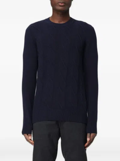 Xc Cable-knit Crew-neck Sweater In Blue