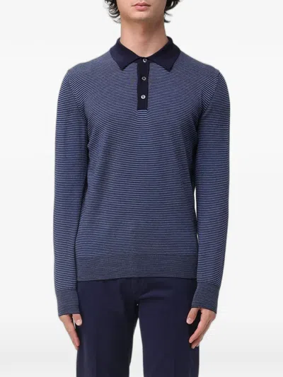 Xc Striped Merino Polo Shirt In Blue