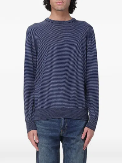 Xc Striped Merino-wool Sweater In Blue