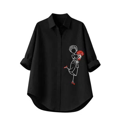 Xclamations Uk Women's Flower Girl Shirt - Black