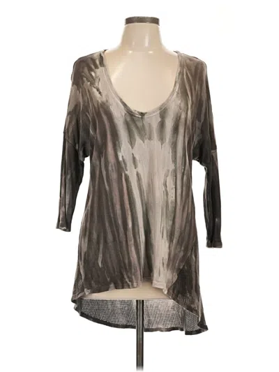 Pre-owned Xcvi 3/4 Sleeve Top Gray Plunge Neckline Tops
