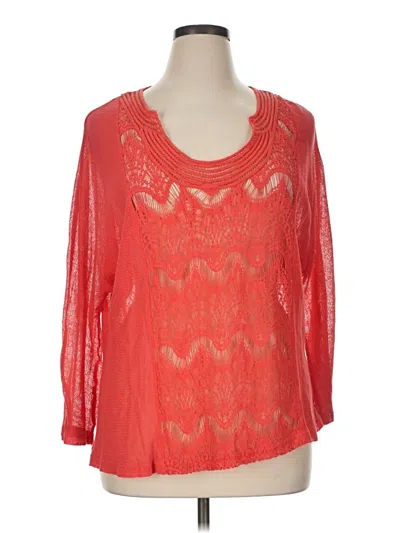 Pre-owned Xcvi 3/4 Sleeve Top Red Scoop Neck Tops