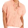 Xcvi Abner Dolman Sleeves Linen Top In Distress Wash Afterglow