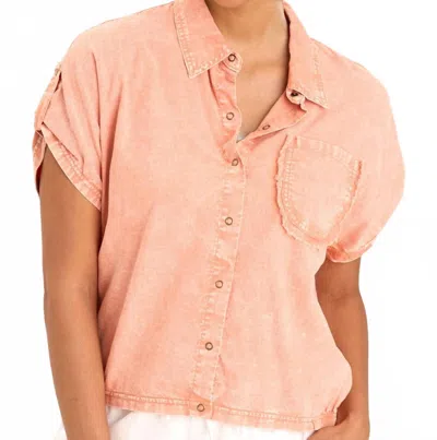 Xcvi Abner Dolman Sleeves Linen Top In Distress Wash Afterglow
