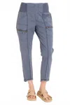 Xcvi Camden Linen Tapered Crop Pant In Pacific Pigment In Blue
