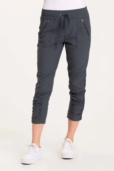 Xcvi Aksana Ruched Leg Panels Legginig In Charcoal In Green