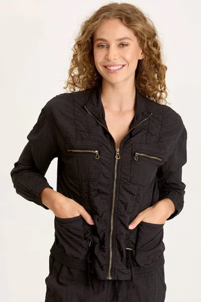 Xcvi Amis Textured Cinchable Bomber Jacket In Black