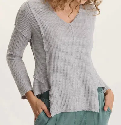 Xcvi Arnie Thermal Asymmetrical V-neck Top In Grey In Gray
