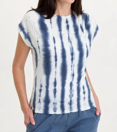 Xcvi Arwen Soft Jersey Mock Neck Tee In Pelagic Wash In White